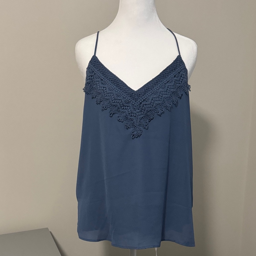 Nine Britton Blue Camisole with Lace Detail